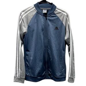 Adidas Blue and Gray Women’s Track Jacket Full Zip Light Floral Print Size M